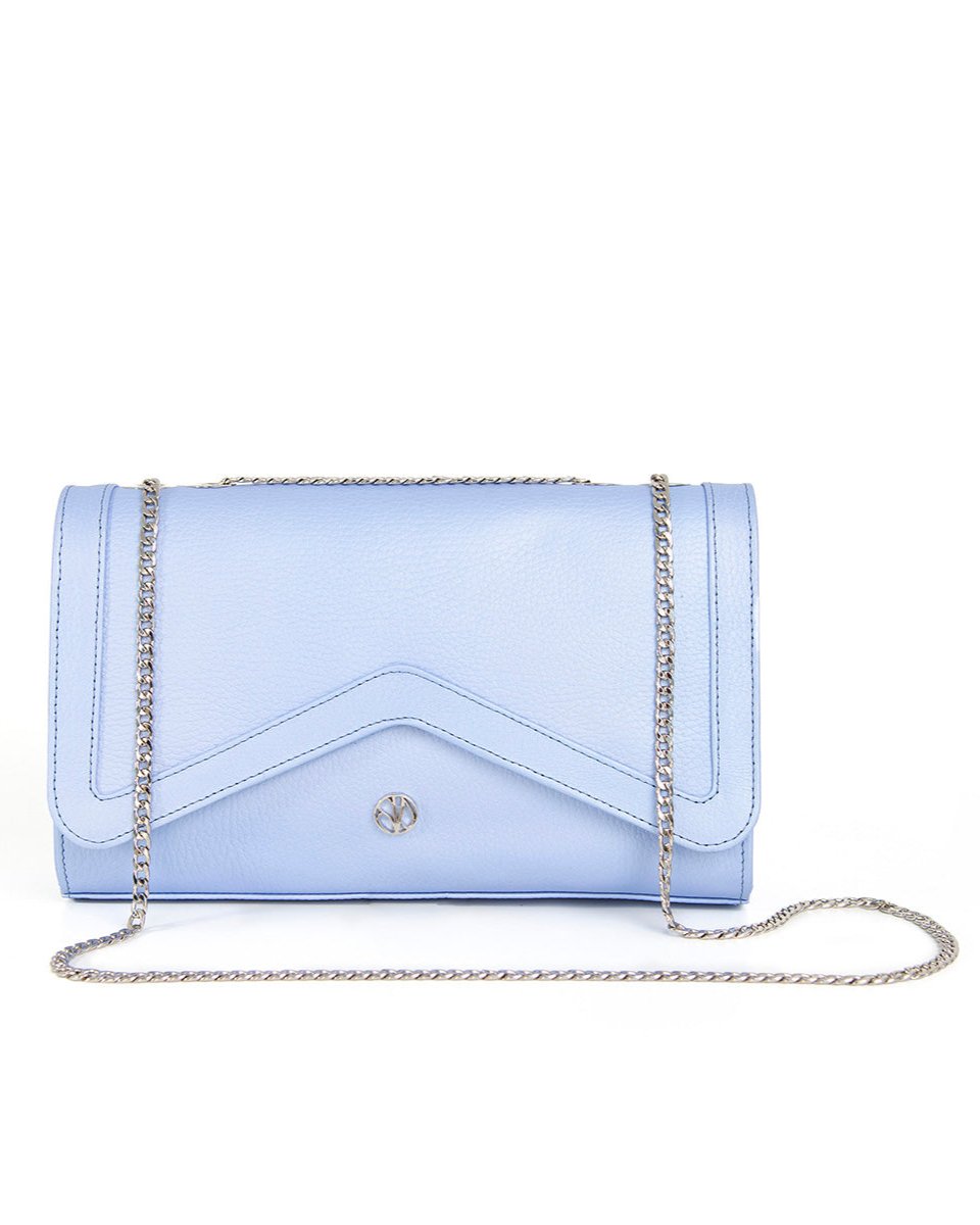 Light Blue Leather Clutch COSMOS