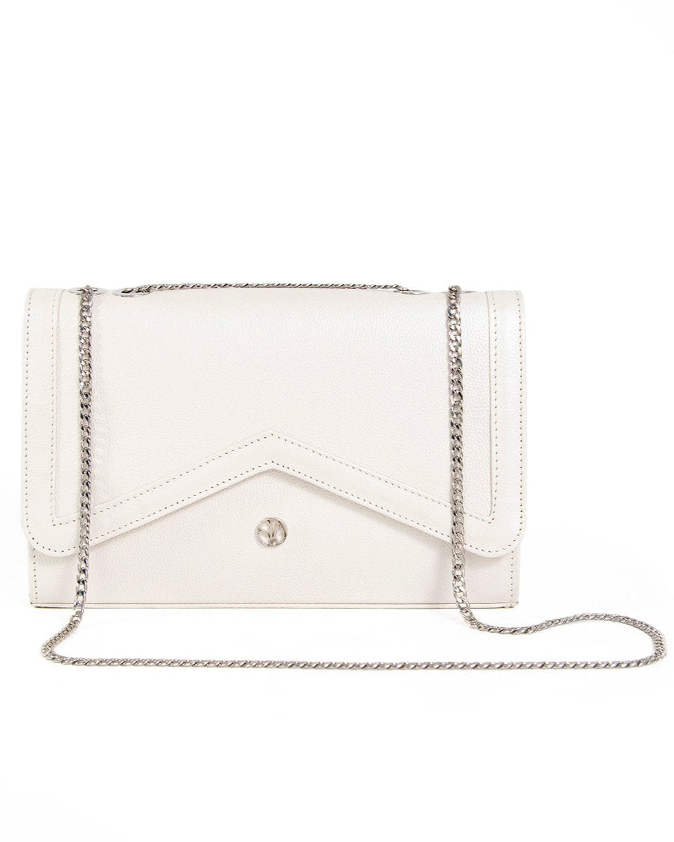 White Leather Clutch COSMOS