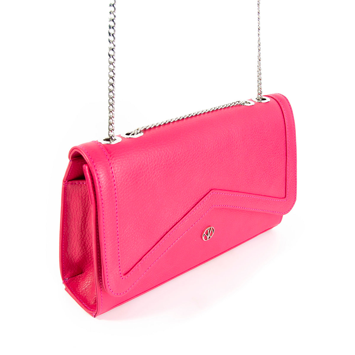 Fuchsia Pink Leather Clutch COSMOS
