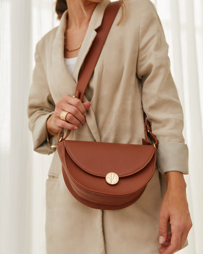 Tan Brown Leather Handbag ASTROS