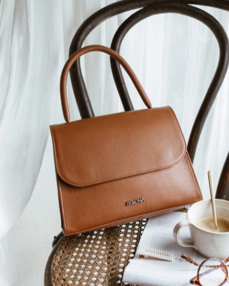 Tan Brown Leather Handbag MER