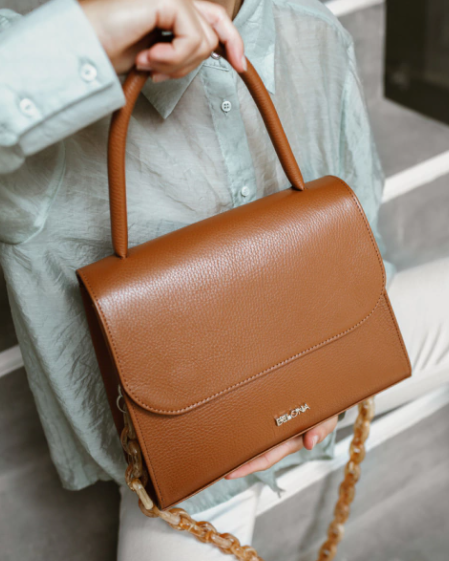 Tan Brown Leather Handbag MER