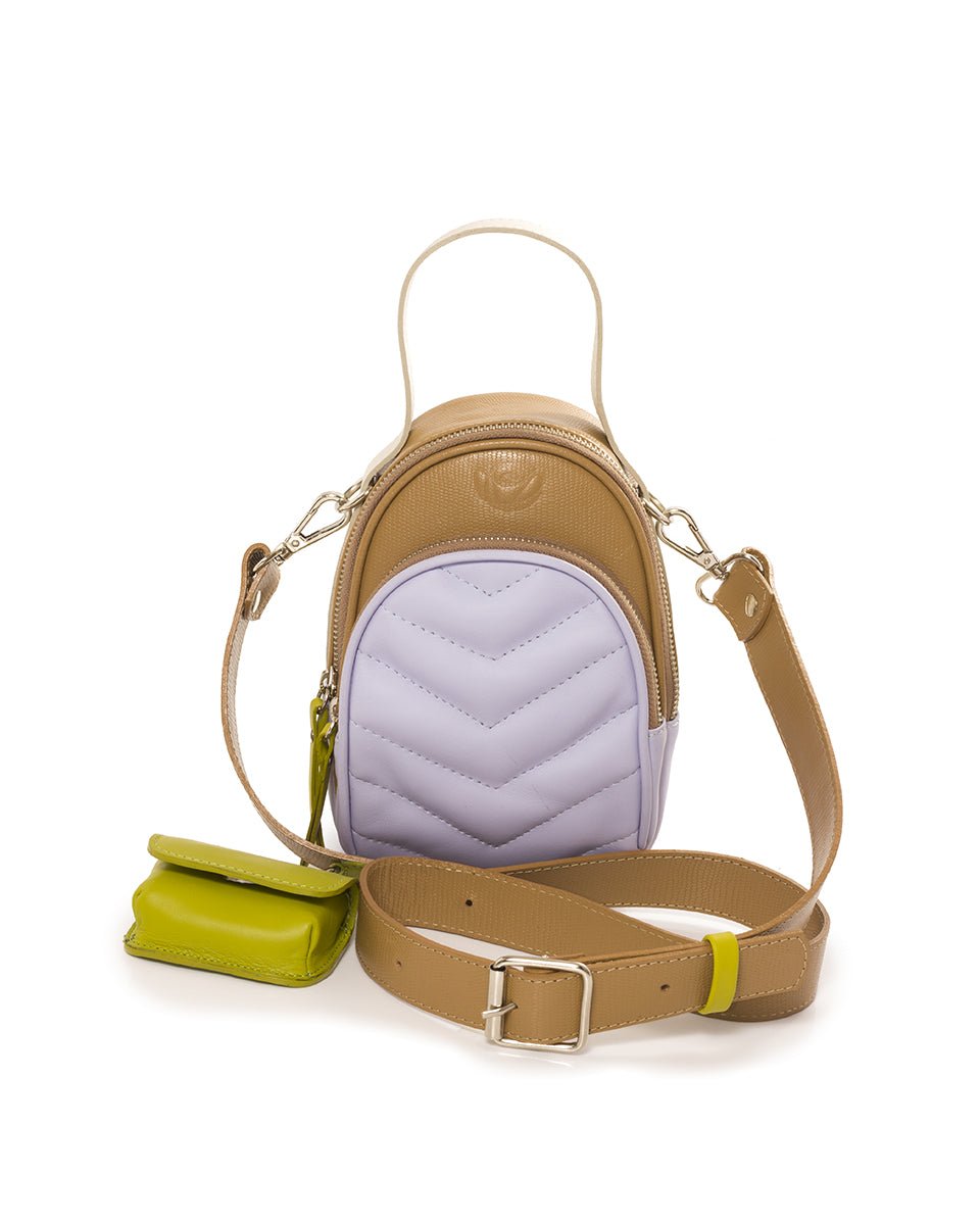 Beige & Lilac Leather Handbag CONSU