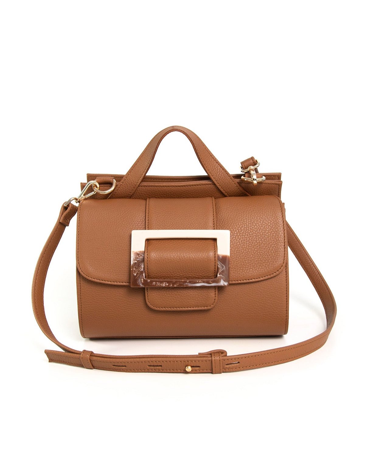 Tan Brown Leather Handbag MAT