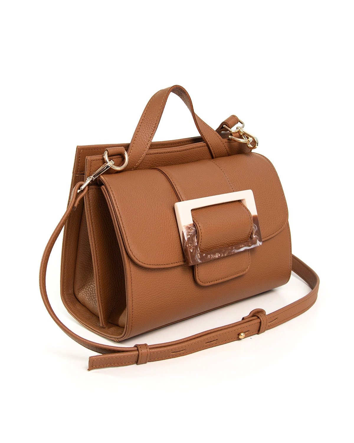 Tan Brown Leather Handbag MAT