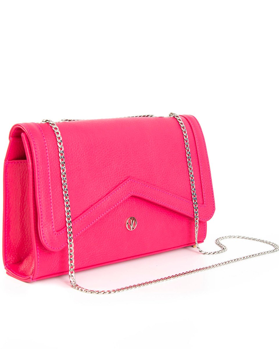 Fuchsia Pink Leather Clutch COSMOS