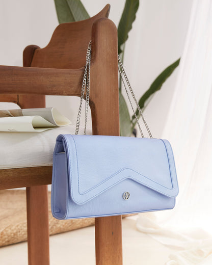 Light Blue Leather Clutch COSMOS