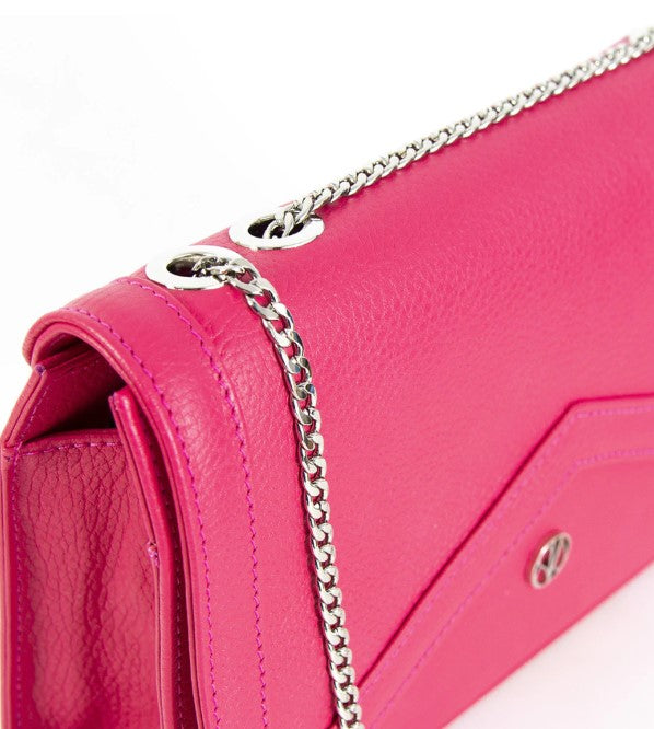 Fuchsia Pink Leather Clutch COSMOS