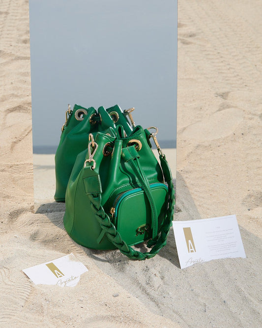 Green Leather Bucketbag CAMILLE
