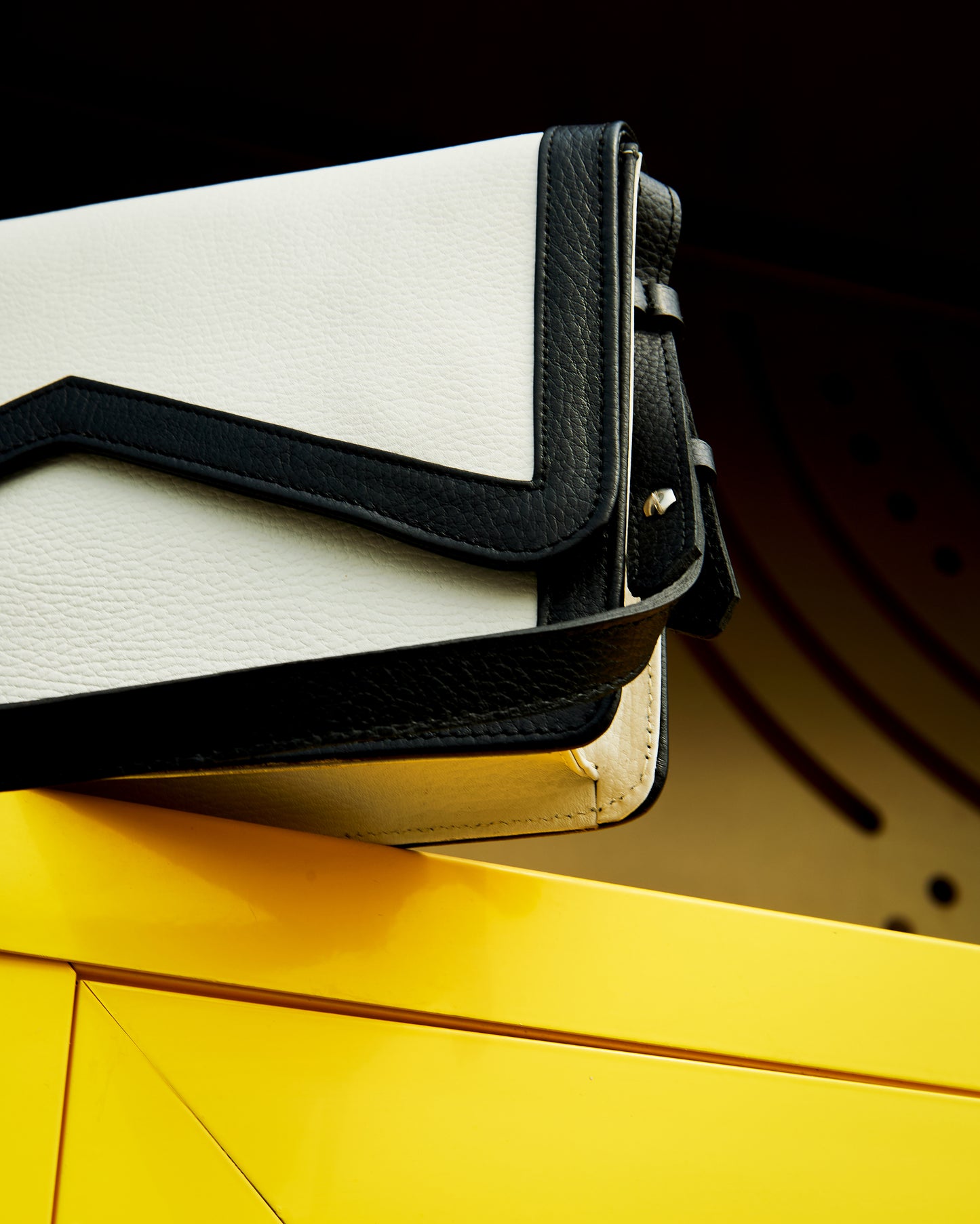 Black & White Leather Handbag AFRODITE