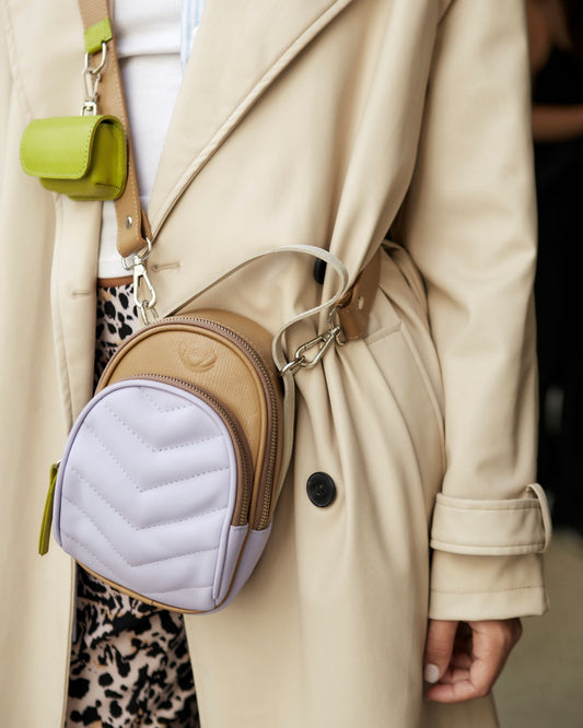 Beige & Lilac Leather Handbag CONSU