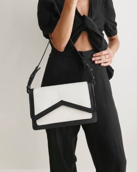 Black & White Leather Handbag AFRODITE